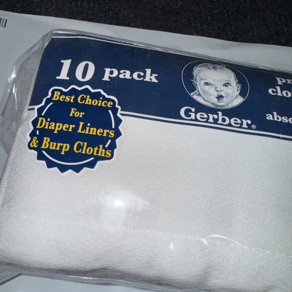 Gerber Unisex Baby Birdseye Prefold Cloth Diapers 3 Ply 10 Pack New In Package - Picture 4 of 6